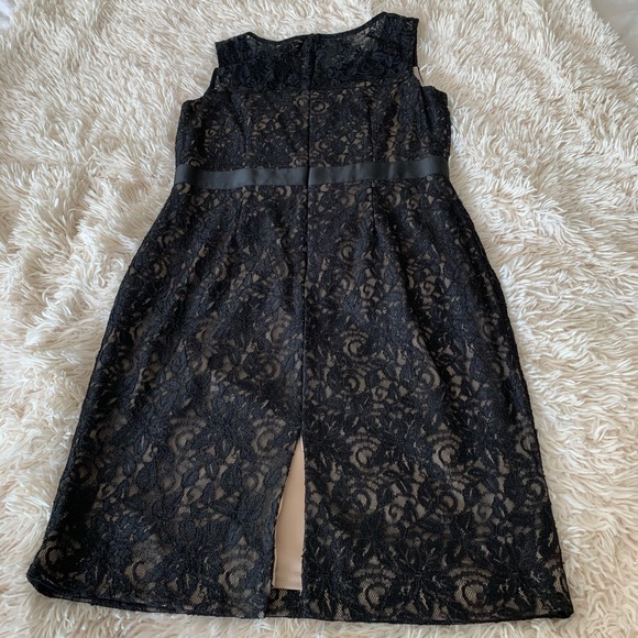 -Jessica Howard black 2 pc  sleeves dress & long sleeveless cover up lace size 8 - Picture 7 of 16